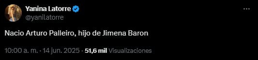 Yanina Latorre confirmó que Jimena Barón fue mamá por segunda vez: cómo se llama el bebé