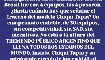 Javier Milei criticó a Claudio Tapia por la eliminación de River y Boca e insistió con el modelo de las SAD
