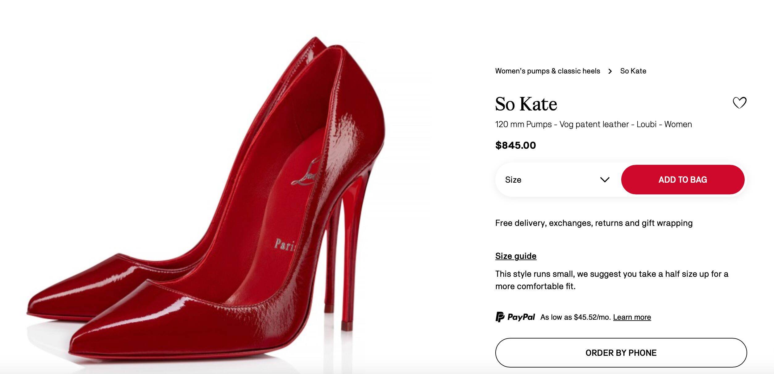 Los zapatos de 845 dólares que eligió Wanda Nara. (Foto: Captura Christian Louboutin)
