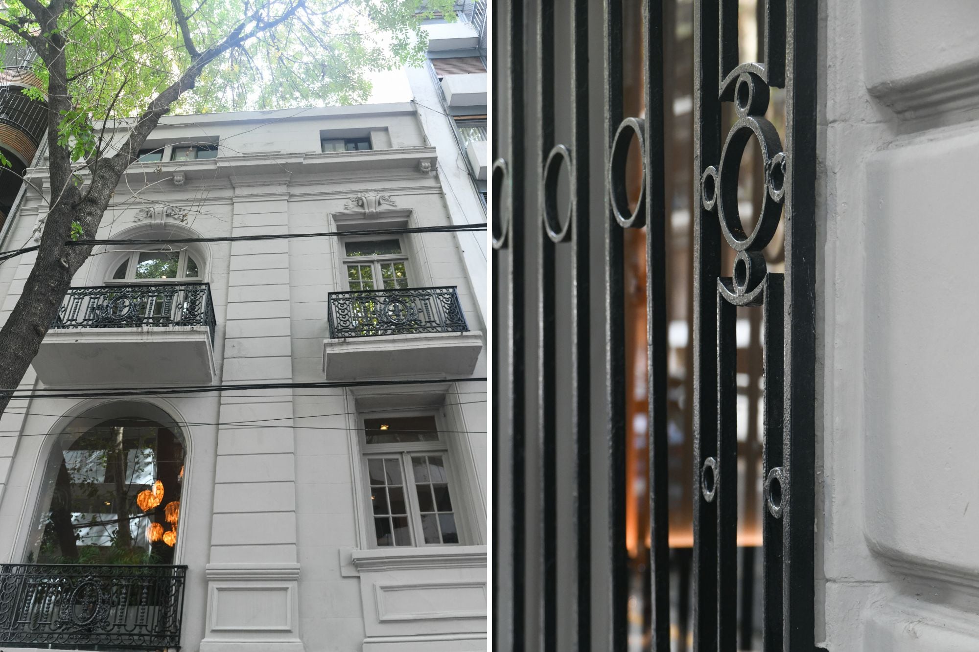 La fachada se conservó tal como estaba. La ventana del primer piso había sido previamente reemplazada por un panel fijo de vidrio, pero la herrería es original.