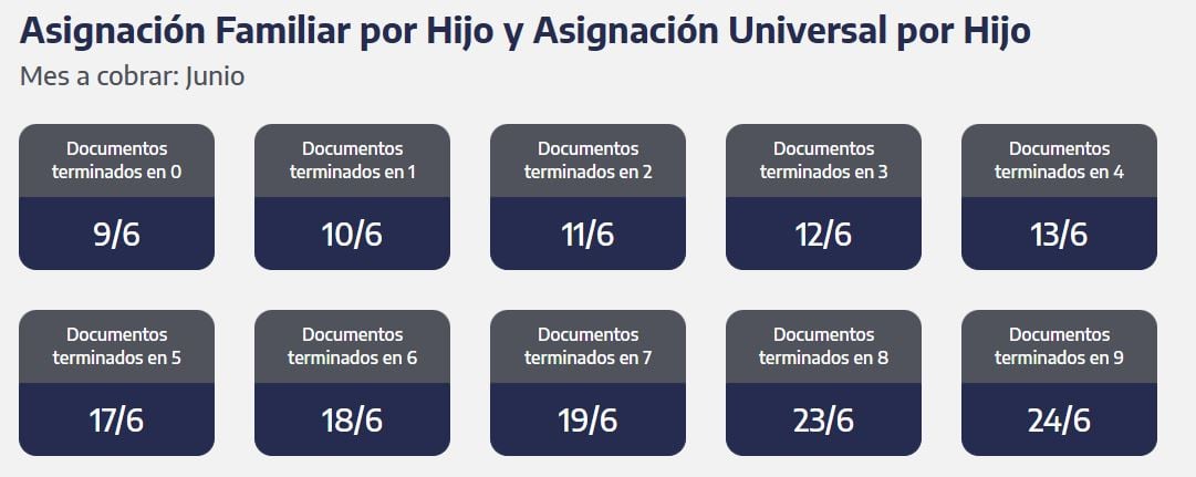Cuándo se cobra la AUH y el SUAF en junio. (Foto: Captura ANSES)