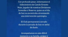 Camilo Nuin, futbolista de la reserva de San Telmo, murió mientras era operado de una rodilla