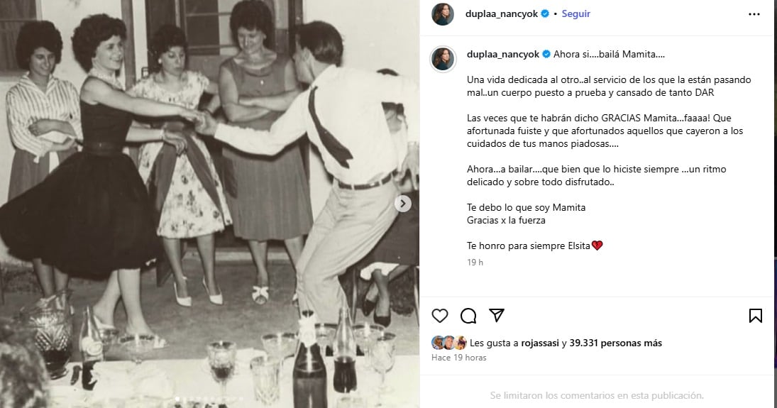 El adiós público de Nancy Dupláa a su madre