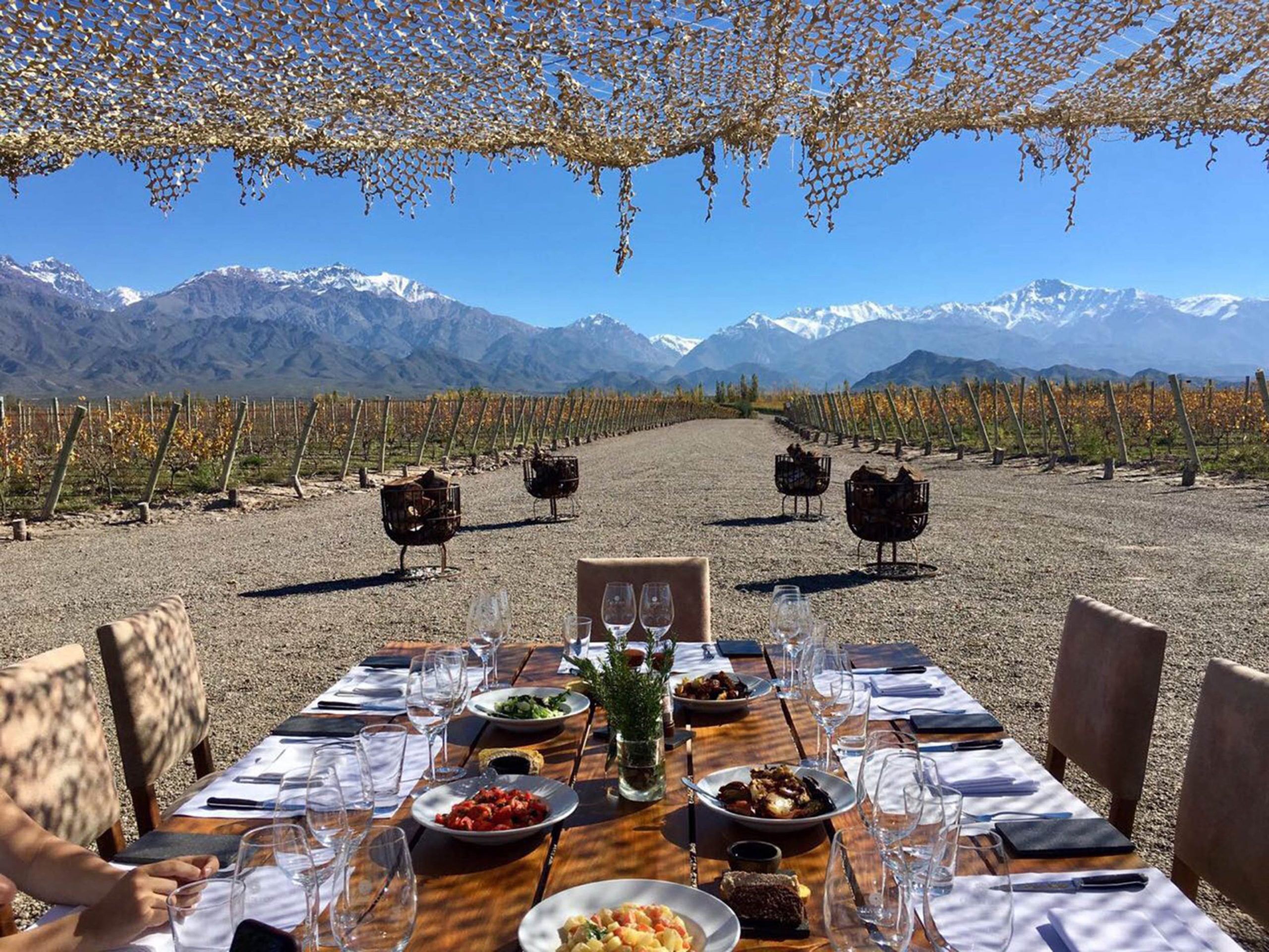 Almuerzo entre los viñedos de la bodega, una de las experiencias que ofrecen.
