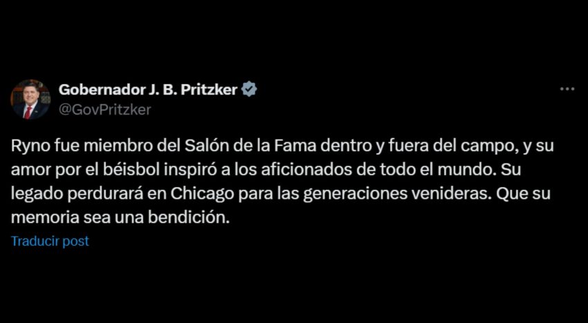 La sentida despedida de JB Pritzker a la estrella del baseball Ryne Sandberg: “Su legado perdurará en Chicago”