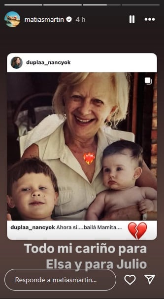 El adiós de Matías Martin a Elsa, la abuela de su hijo Luca y madre de Nancy Dupláa