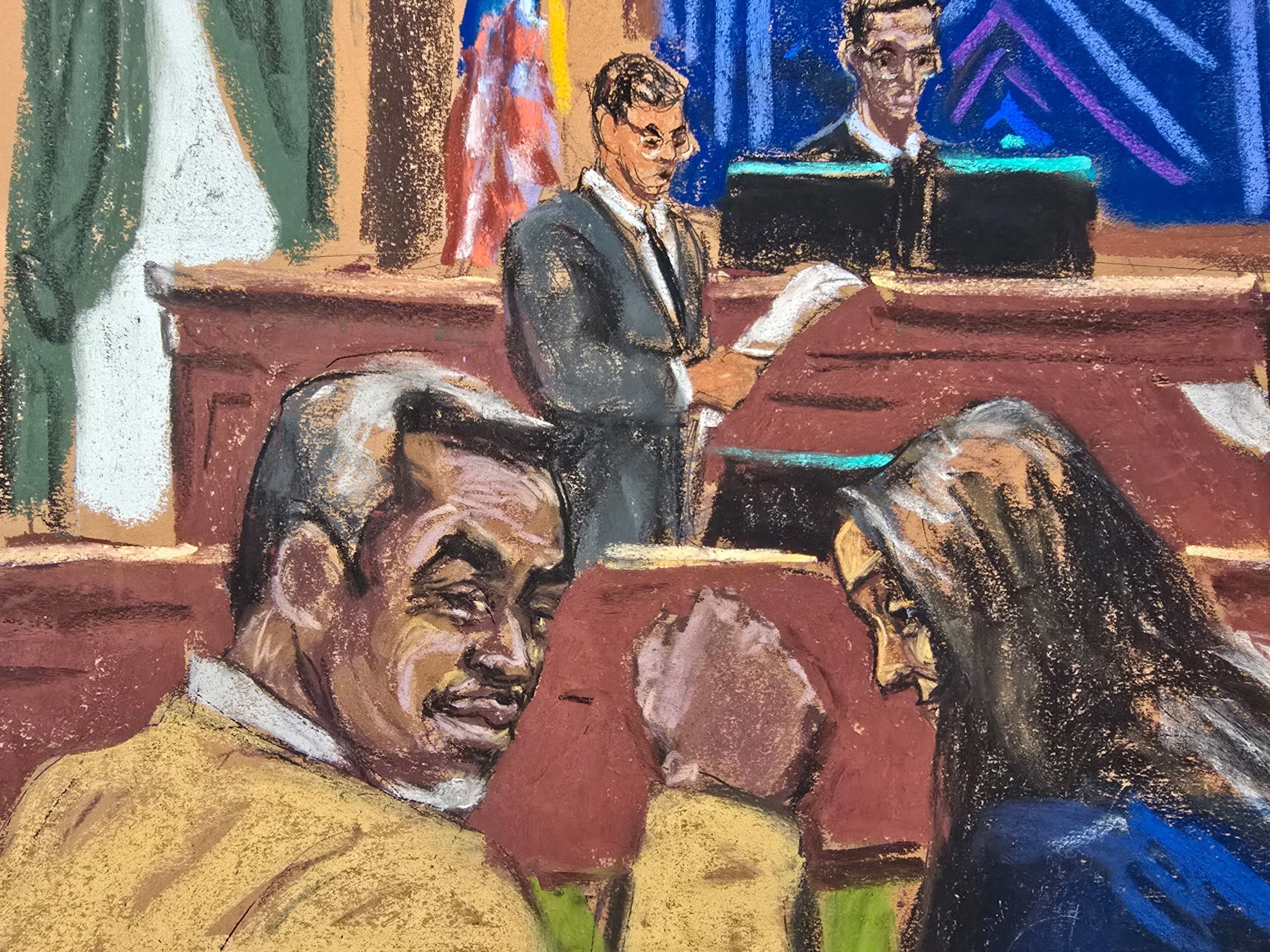 El desafiante gesto de Diddy cuando escuchó el veredicto del jurado que lo benefició. (Foto: REUTERS/Jane Rosenberg)