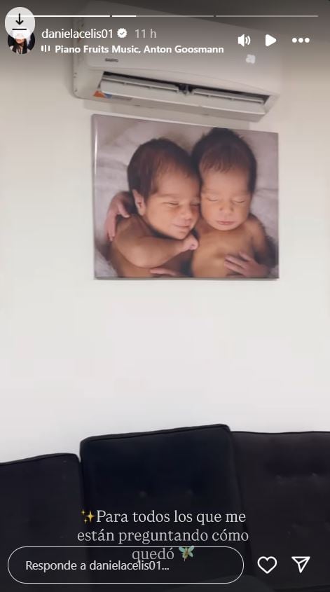 Daniela Celis mostró el cuadro que puso en el vacío que dejó la foto de Thiago Medina que sacó. (Foto: Instagram/danielacelis01)