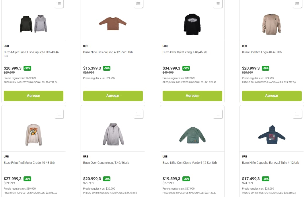 Algunos de los buzos con descuento en Jumbo (Foto: Jumbo).