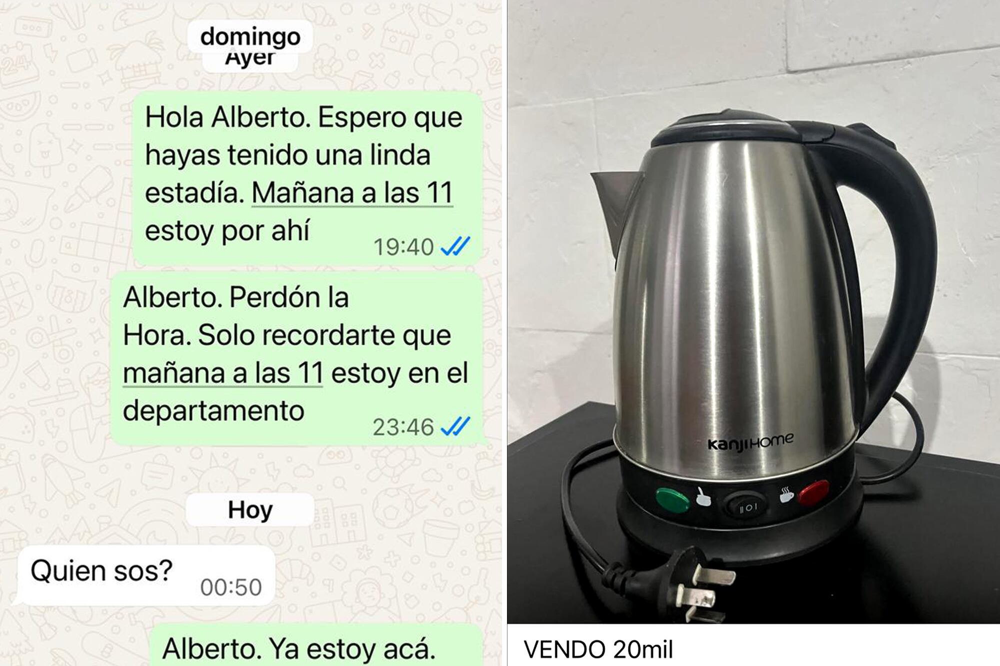 Los mensajes que dejó de responder el estafador y uno de los artefactos robados