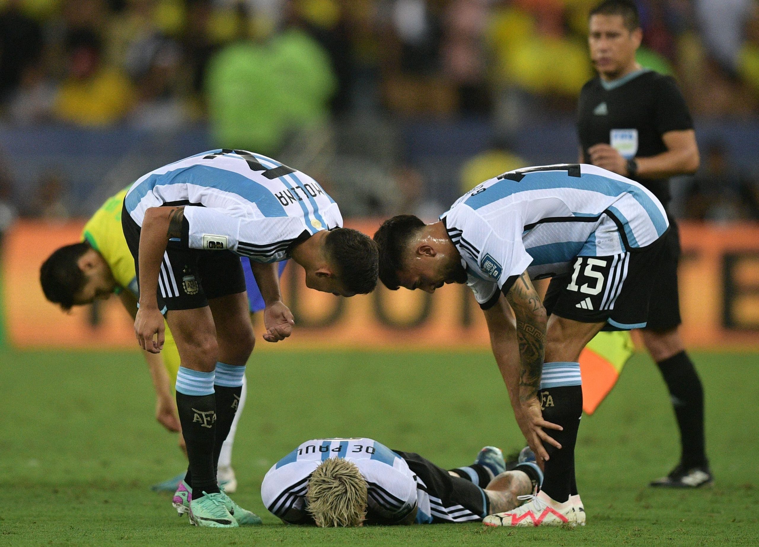 Nahuel Molina, Nico Gonzalez y Rodrigo De Paul (Foto: AFP)