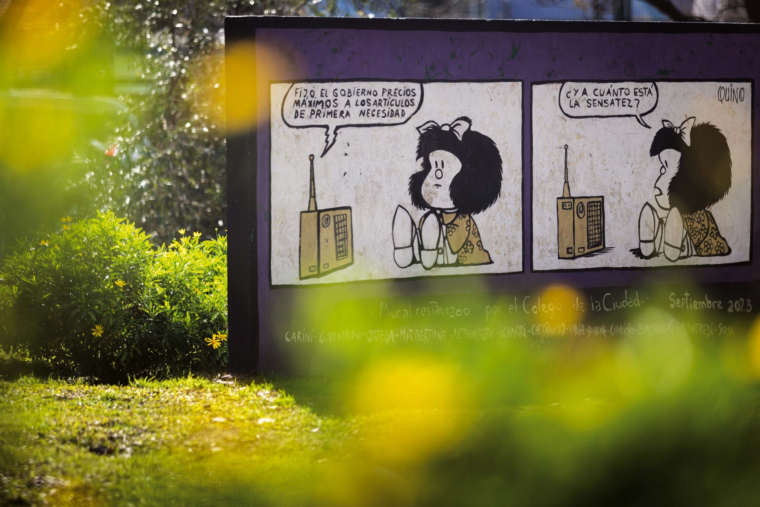 Mafalda, personaje ilustre de Colegiales en la plaza que lleva su nombre