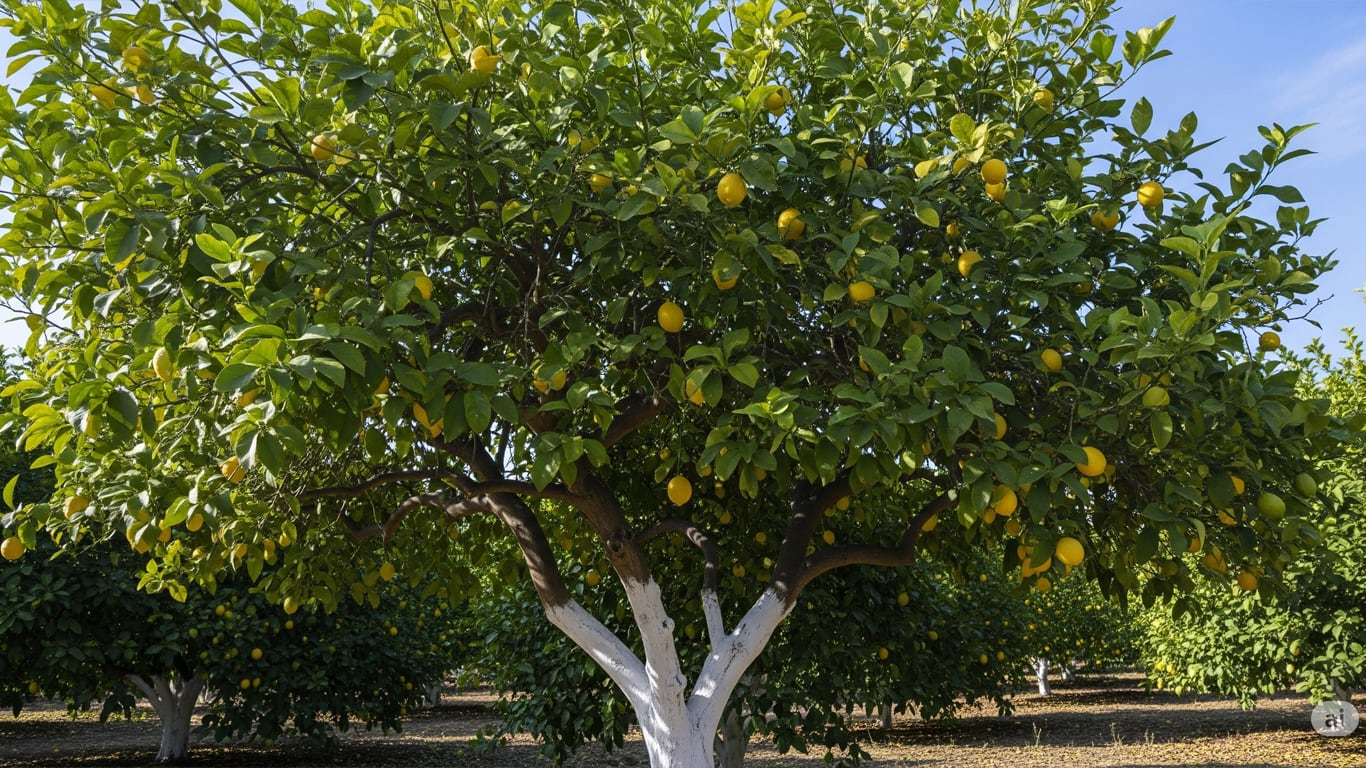 Pintar el tronco de blanco tiene numerosos beneficios para el árbol. (Foto ilustrativa generada con IA)