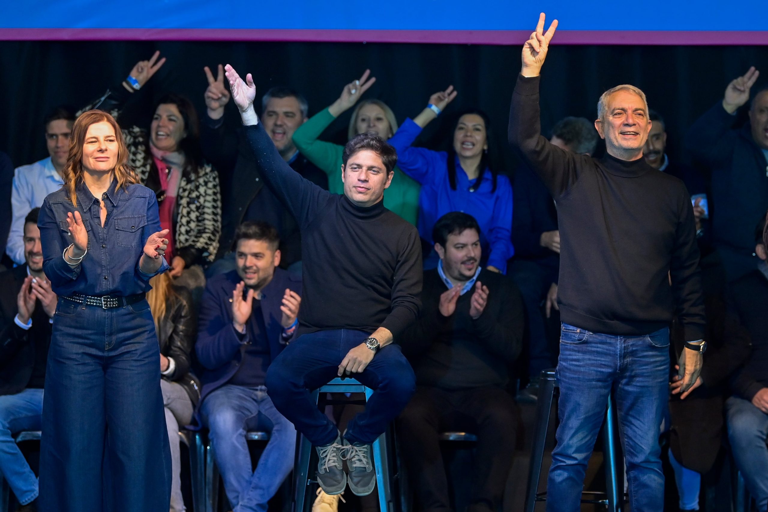 Axel Kicillof y Julio Alak en el lanzamiento de la Lista 2 de Unión por la Patria, en La Plata