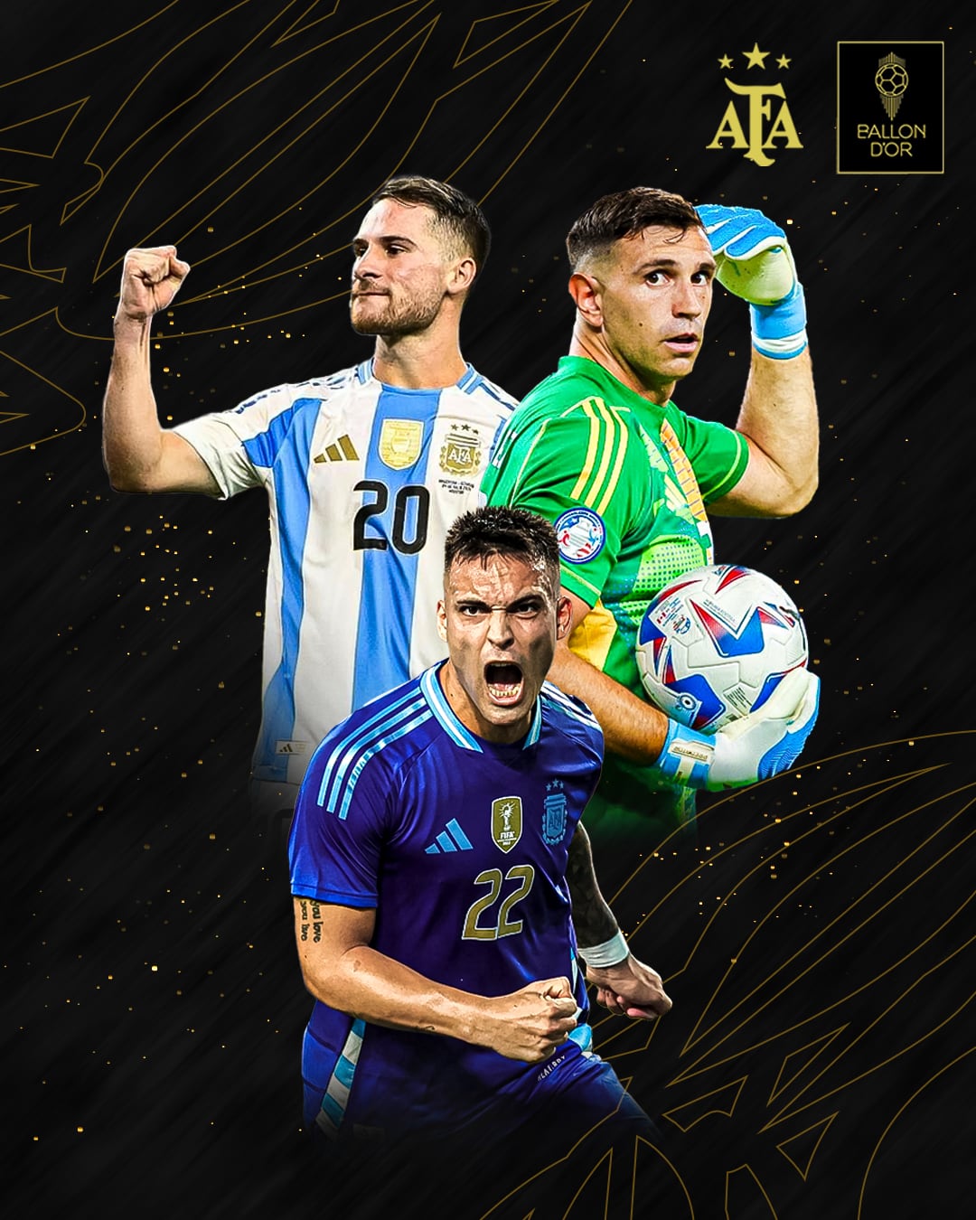 Los tres argentinos nominados para el Balón de Oro de este año (Foto: IG @afaseleccion)