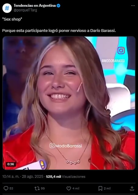Delfina fue a Ahora caigo y se convirtió en tendencia en X (Foto: Captura X)