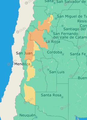 Zonas bajo alerta por viento zonda (Captura SMN).