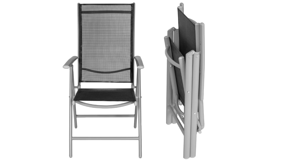 Silla de jardín con diseño plegable.