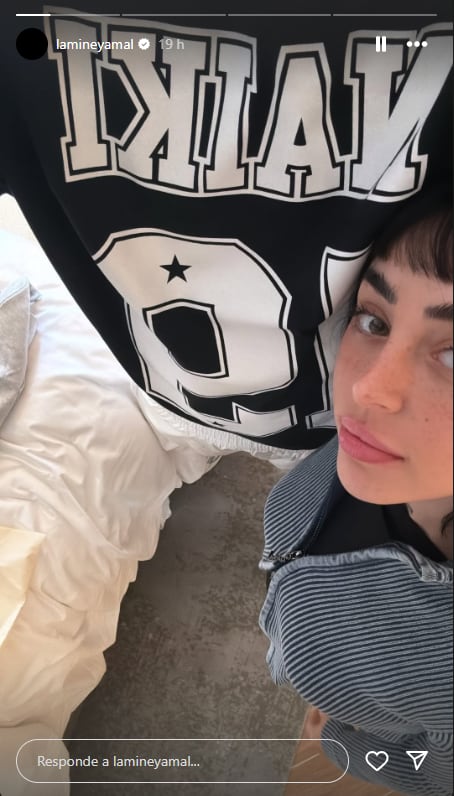 La postal que compartió Lamine Yamal con Nicki Nicole (Captura: Instagram @lamineyamal)