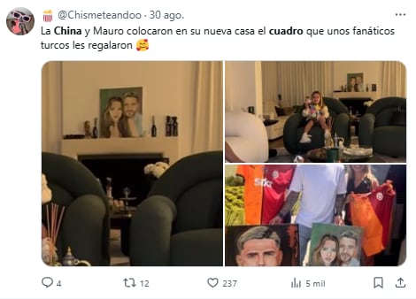 El elemento decorativo en la casa de Mauro Icardi y la China Suárez en Turquía. (Foto: X /Chismeteandoo)
