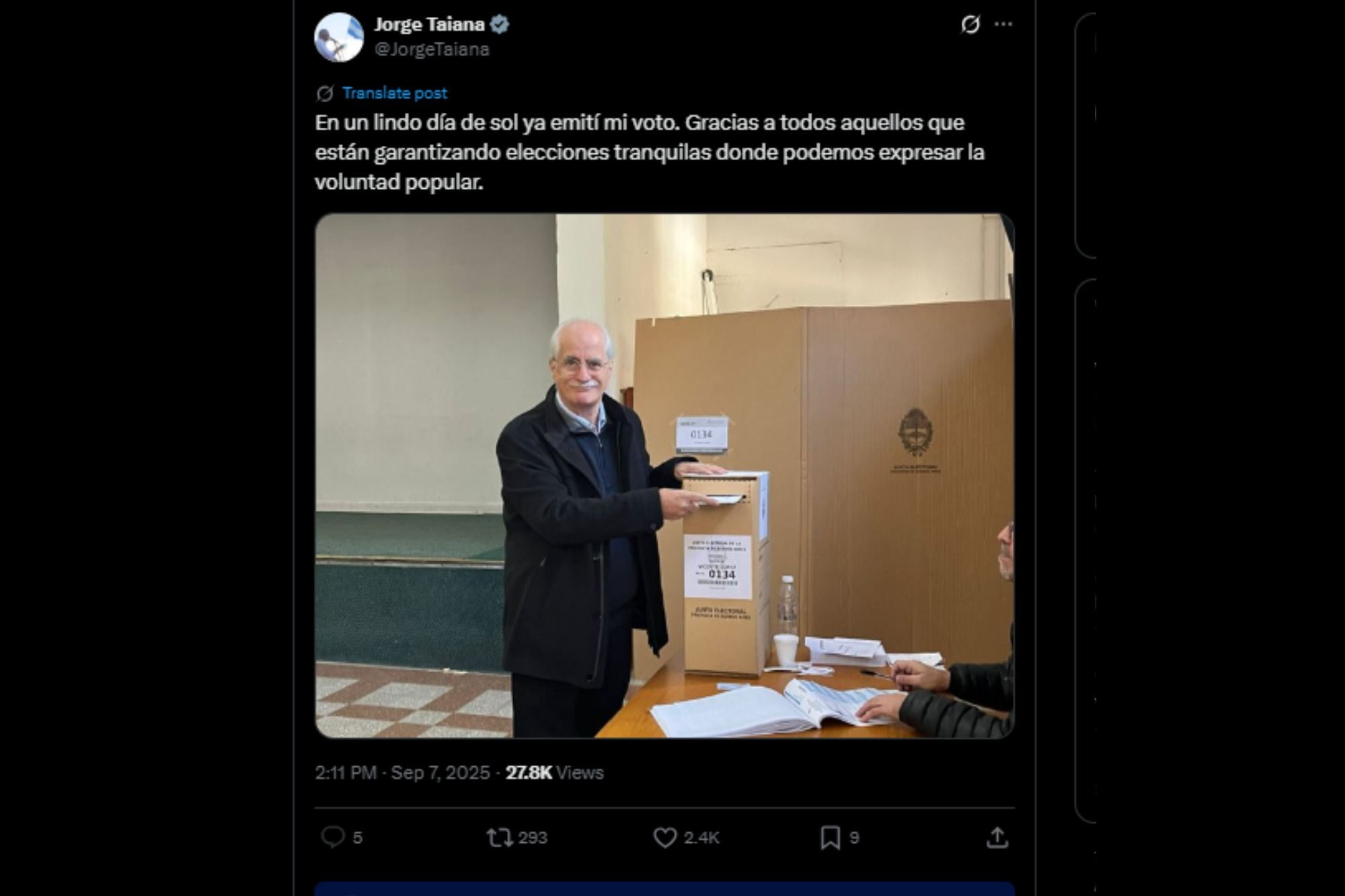 El comunicado de Taiana