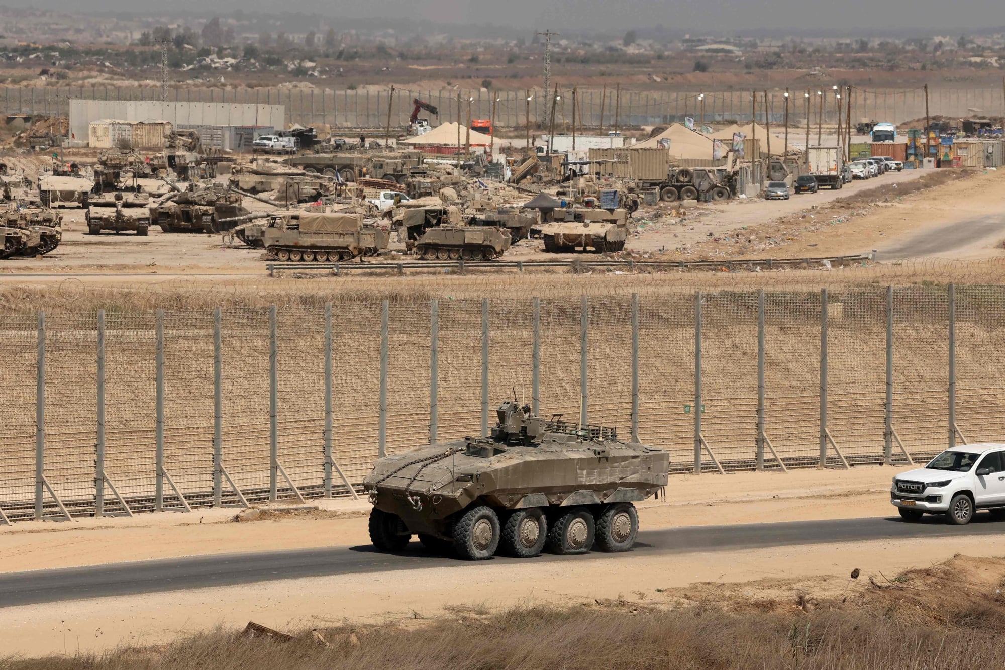 Un vehículo del Ejército de Israel en la Franja de Gaza.