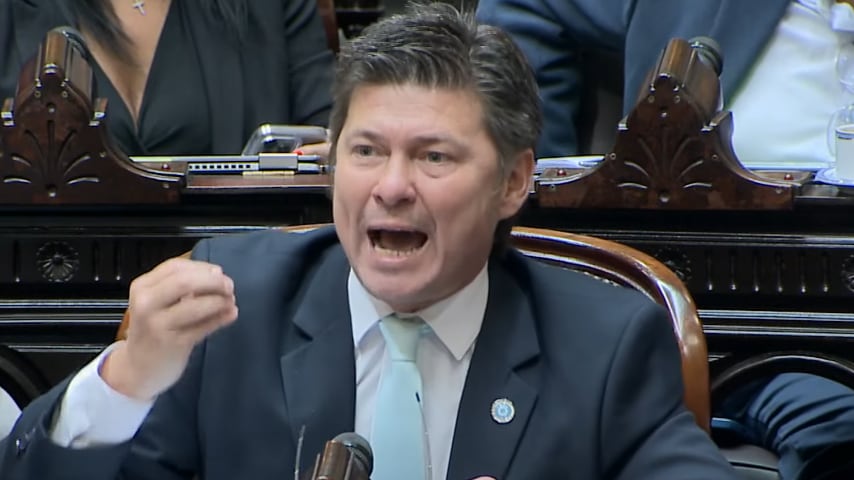 El candidato de La Libertad Avanza, Lisandro Almirón, quedó en el cuarto lugar. (Foto: captura de video YouTube Diputados de la Nación).