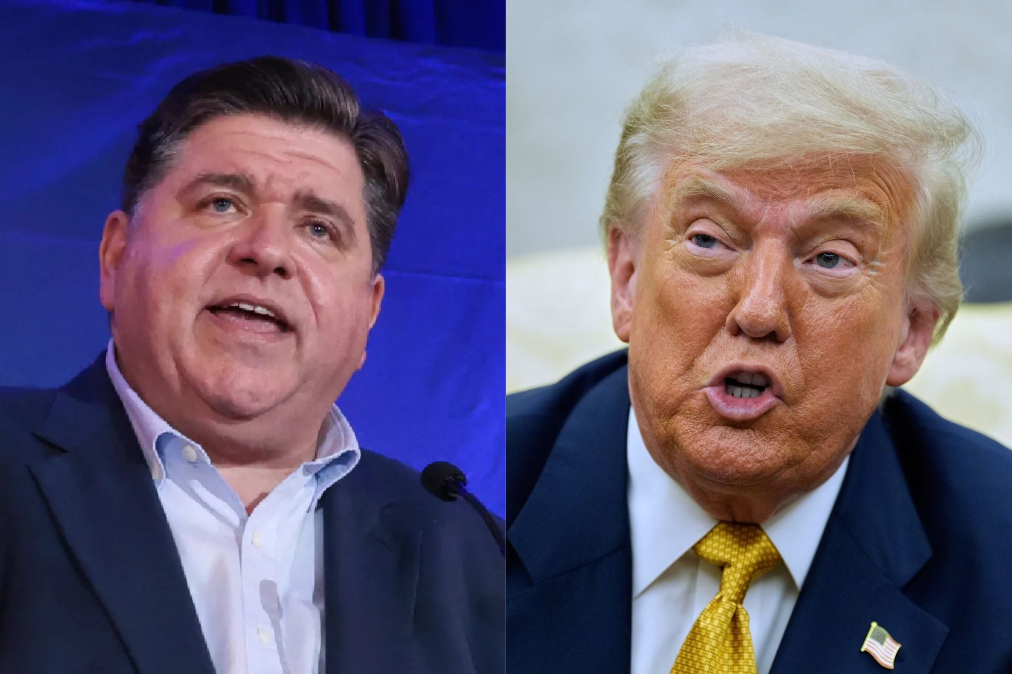 El gobernador de Illinois, JB Pritzker, y el presidente Donald Trump en las antípodas