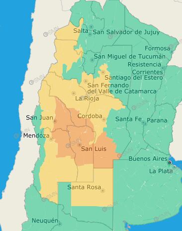 Zonas bajo alerta por vientos fuertes (Captura SMN).