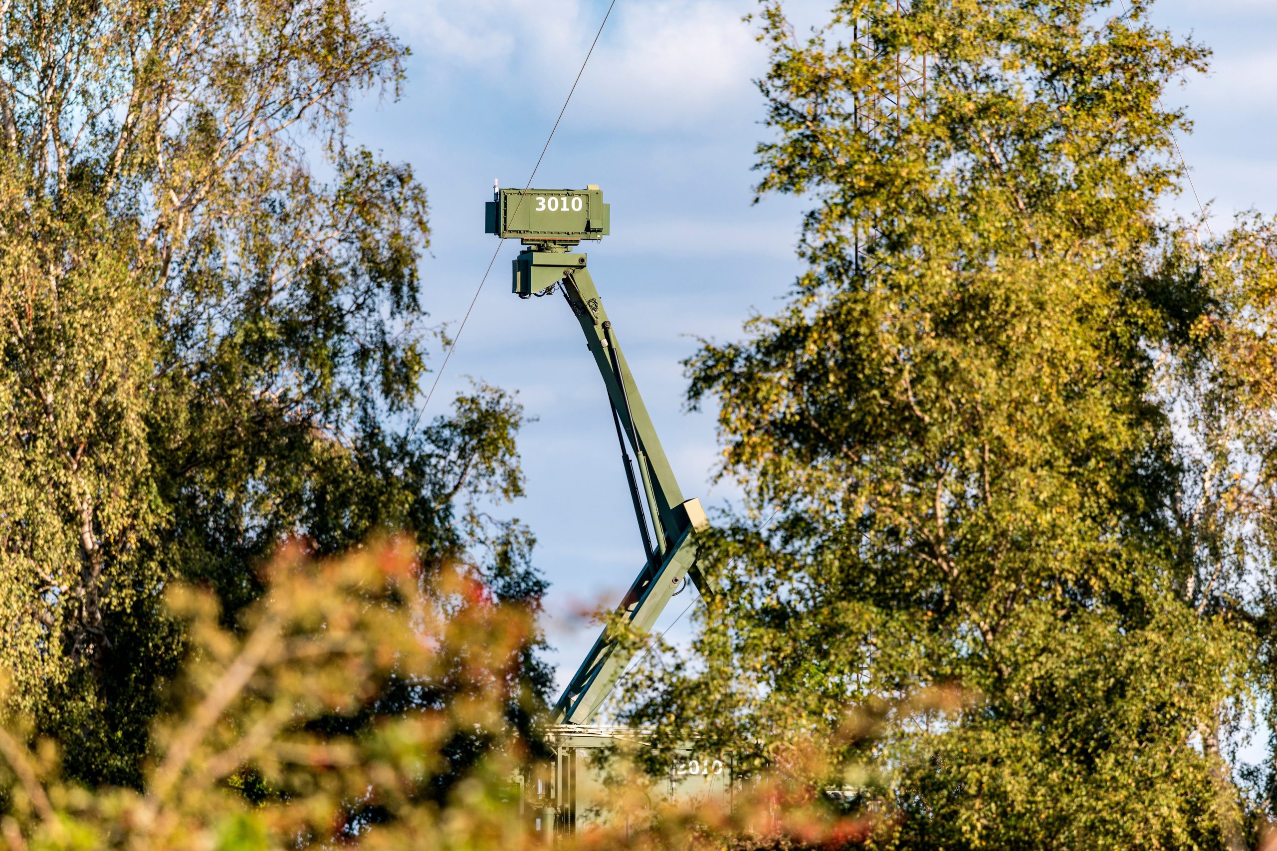 Un radar móvil, en una instalación militar danesa en Amager, Pionegaarden