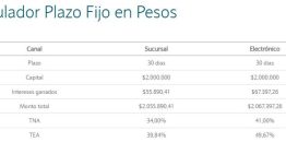 Plazo fijo: cuánto se obtiene al invertir $2.000.000 a 30 días