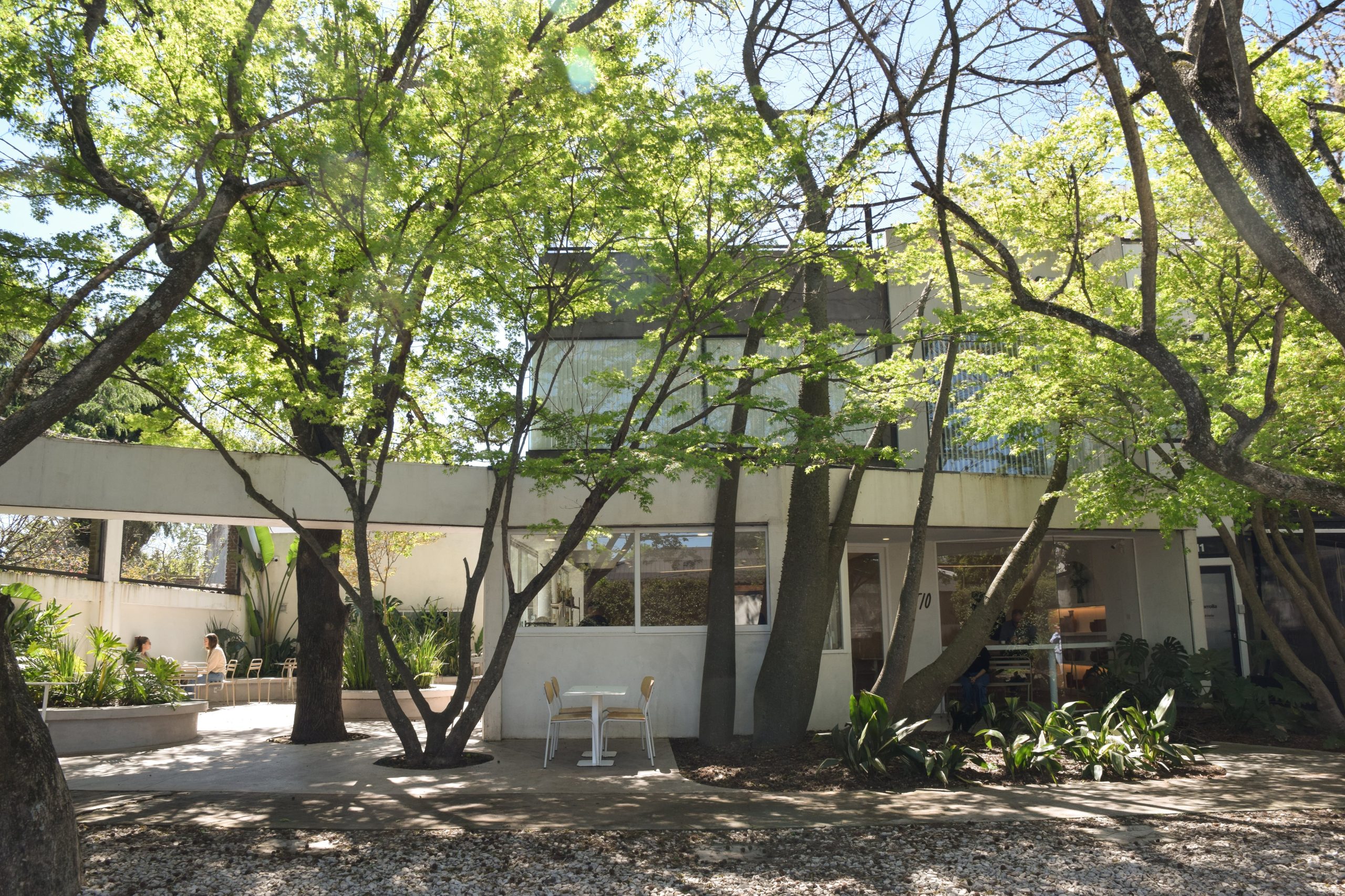 Rodeado de árboles y en una calle tranquila, es un lugar ideal para tomar algo 