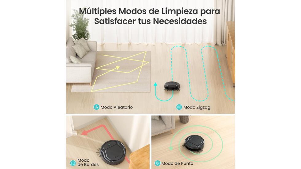 Este robot aspirador cuenta con seis modos de limpieza.