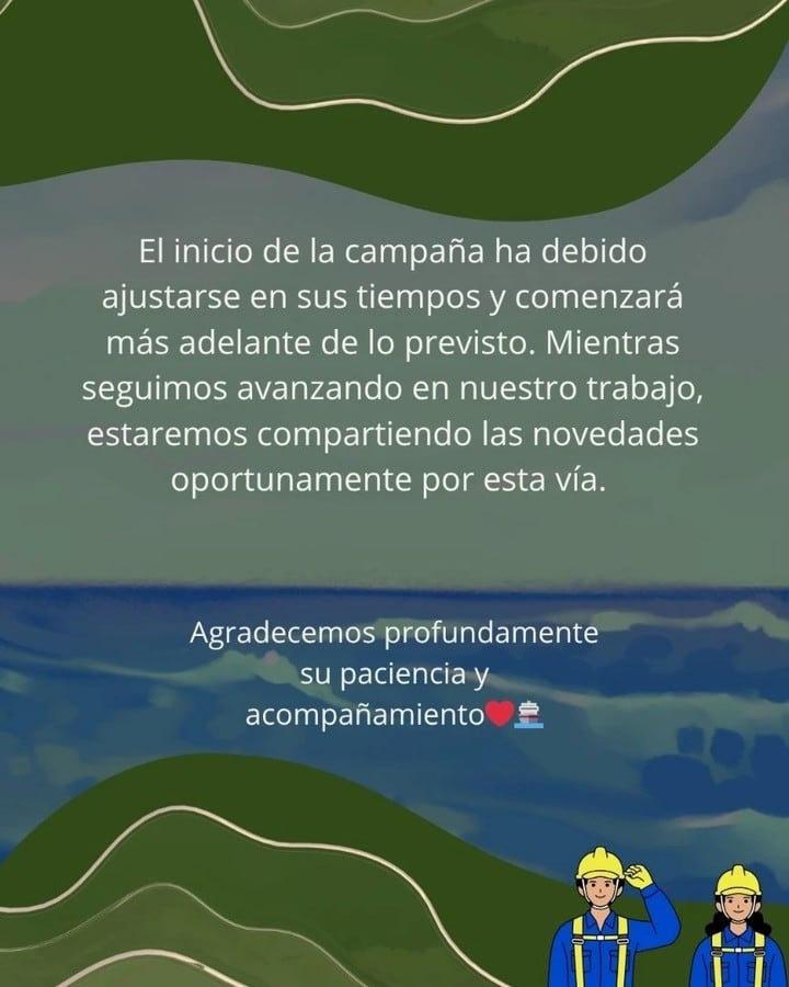 Mensaje de la cuenta oficial de la expedición Ecos de dos Cañones