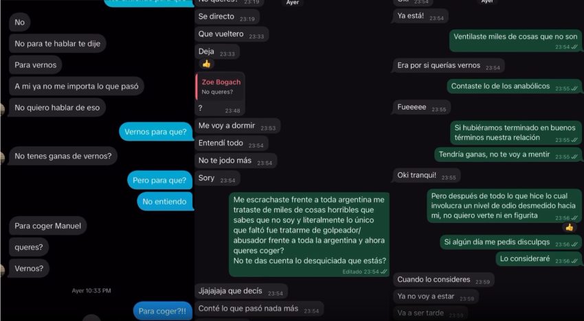El ex de Zoe Bogach expuso chats subidos de tono y reavivó el escándalo: “Su objetivo es dañar mi imagen”