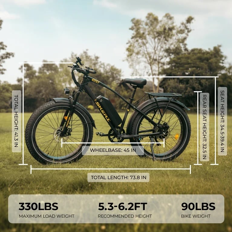 La bicicleta mide 73,8 pulgadas (187,4 centímetros) de largo y 41,3 pulgadas (105 centímetros) de alto (Walmart/Skeri)