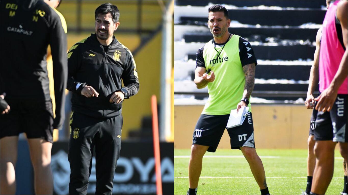 Gracián y Broggi fueron compañeros en Vélez y hoy serán rivales por el primer ascenso a la Liga Profesional (Foto: X/Deportivo Madryn y Gimnasia de Mendoza).