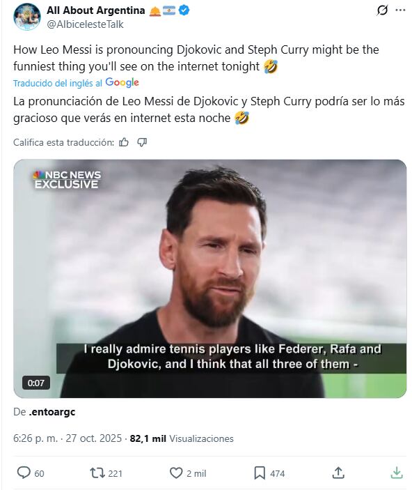 Las reacciones a la pronunciación de Messi. (Fuente: X)