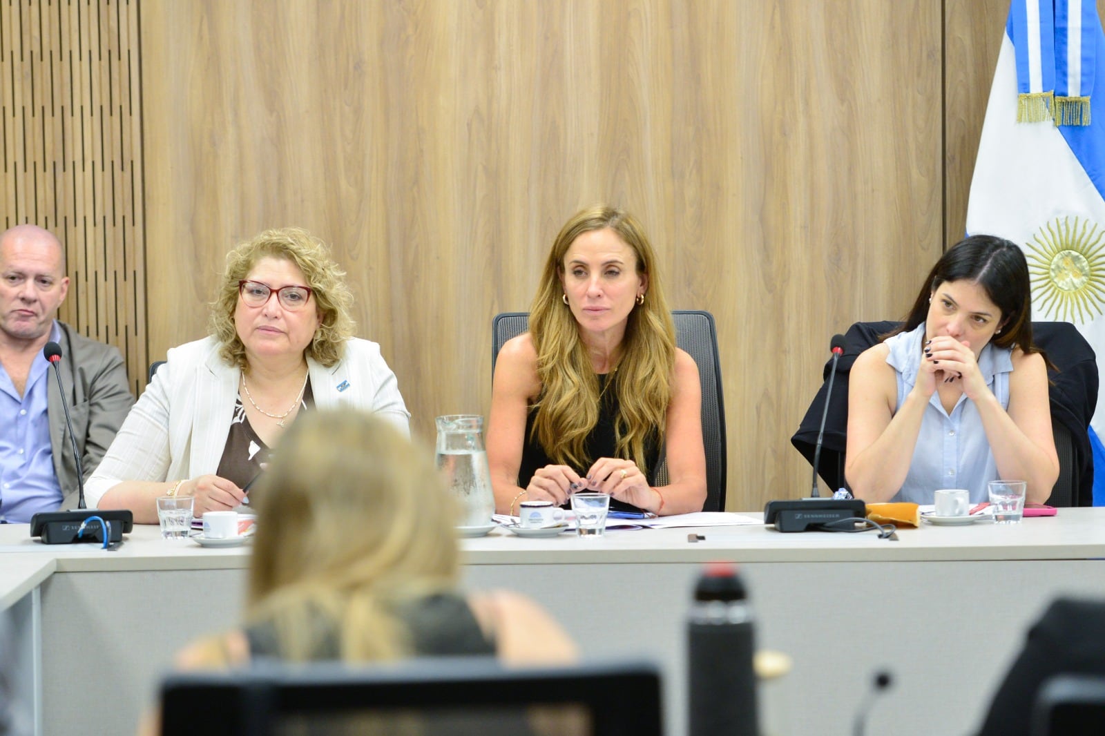 Comisión de Comercio. Diputadas Carolina Yutrovic y Victoria Tolosa Paz, ambas de UxP, y la radical crítica Mariela Coletta.  Foto Cámara de Diputados.