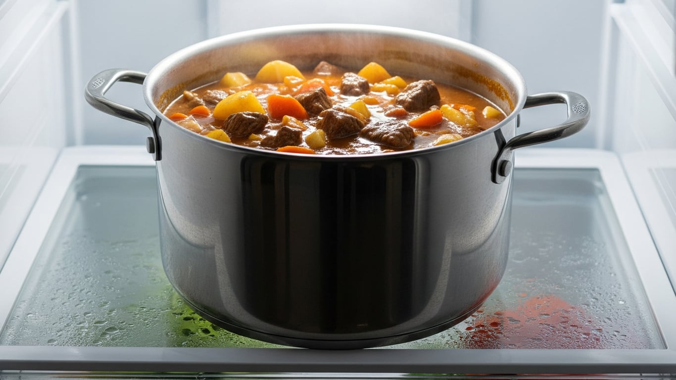 No es recomendable guardar comida en una olla en la heladera (Foto ilustrativa generada con IA).