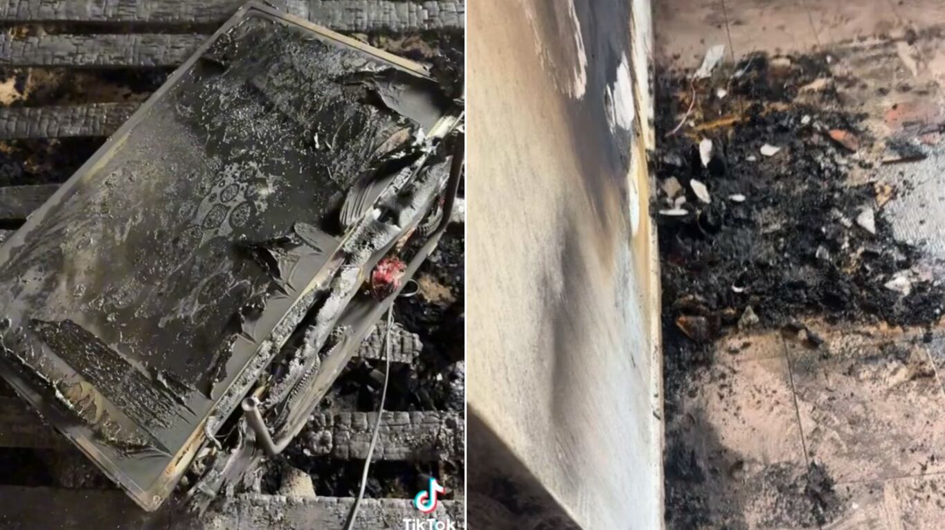 Las imágenes revelan paredes, muebles y equipos calcinados tras el fuego que arrasó la vivienda. (Foto: captura de pantalla de video)