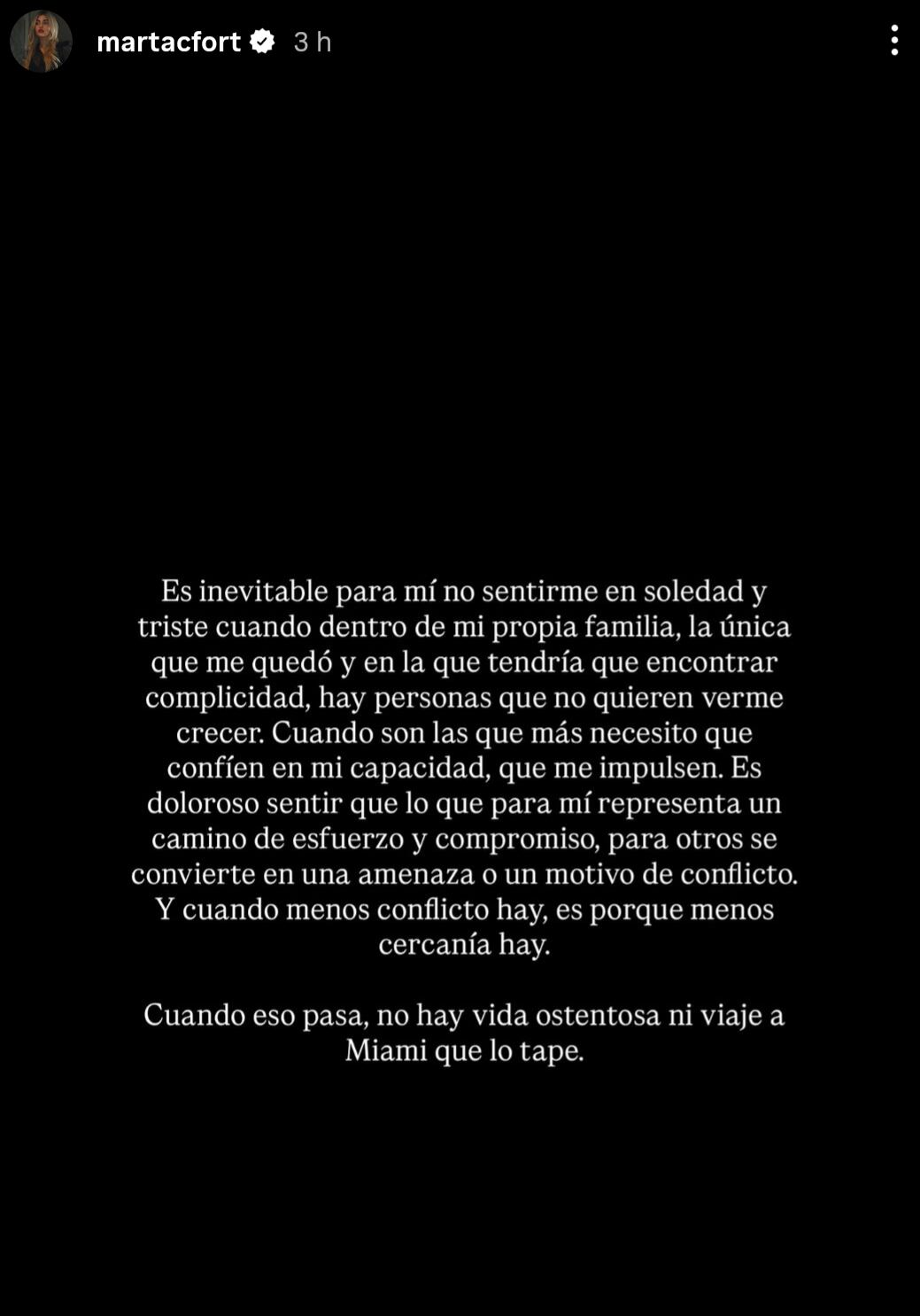 El duro descargo de Marta Fort sobre el difícil momento que atraviesa. (Foto: instagram/martacfort)