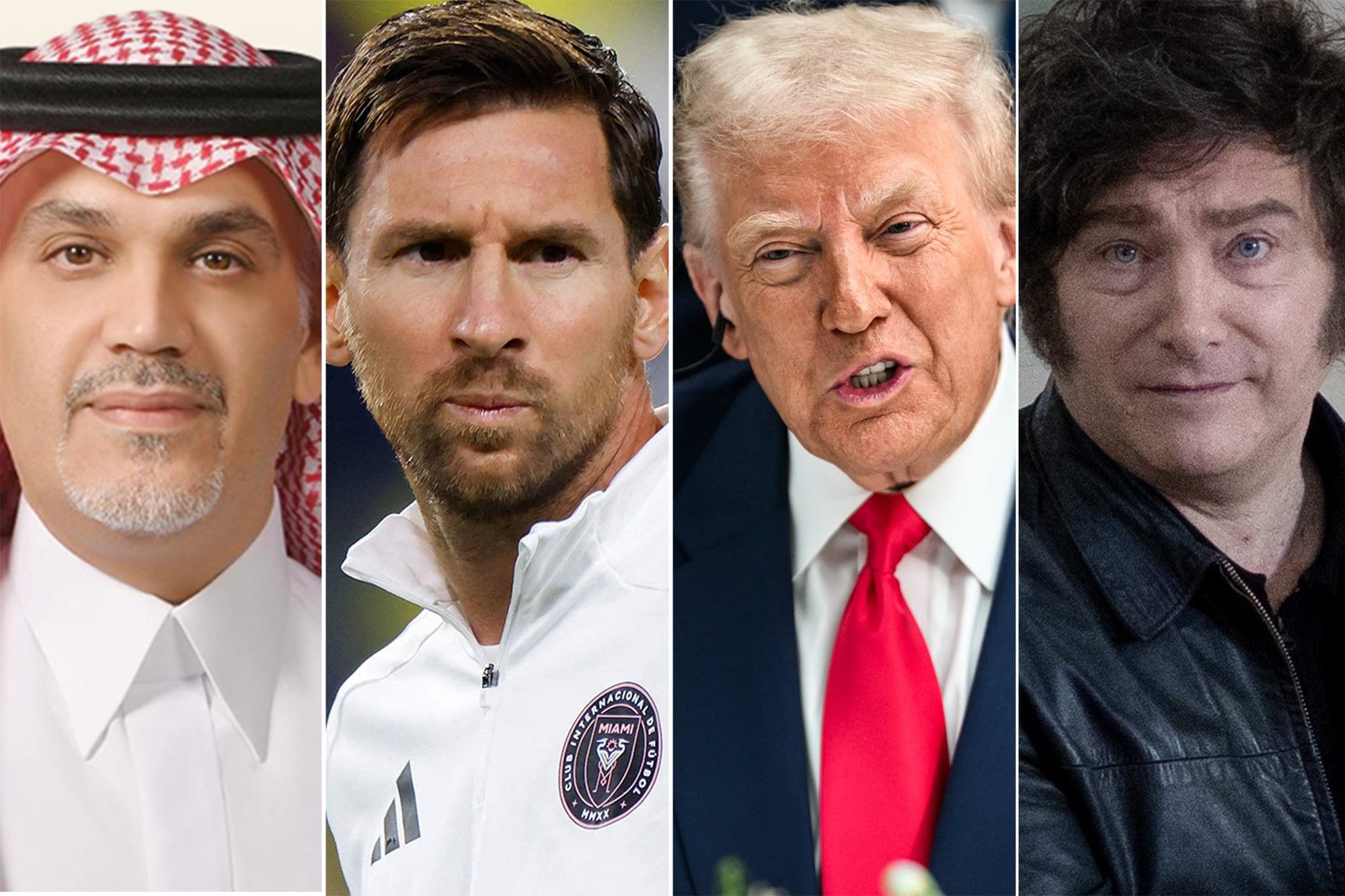 Fahad Alsaif; Lionel Messi; Donald Trump y Javier Milei