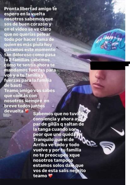 El mensaje para pedir la libertad del agresor. (Foto: Facebook Neco Sol)
