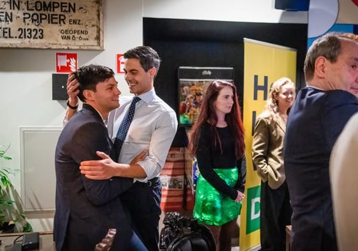 Rob Jetten junto a su pareja en medio de los festejos (Foto: Instagram/@jettenrob)