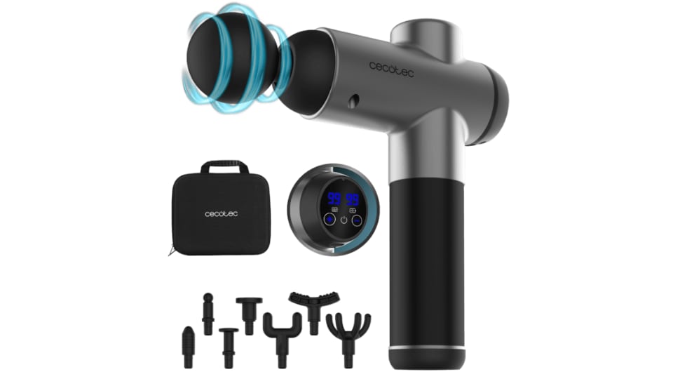 Vista de la pistola de masaje con descuento en Cecotec.