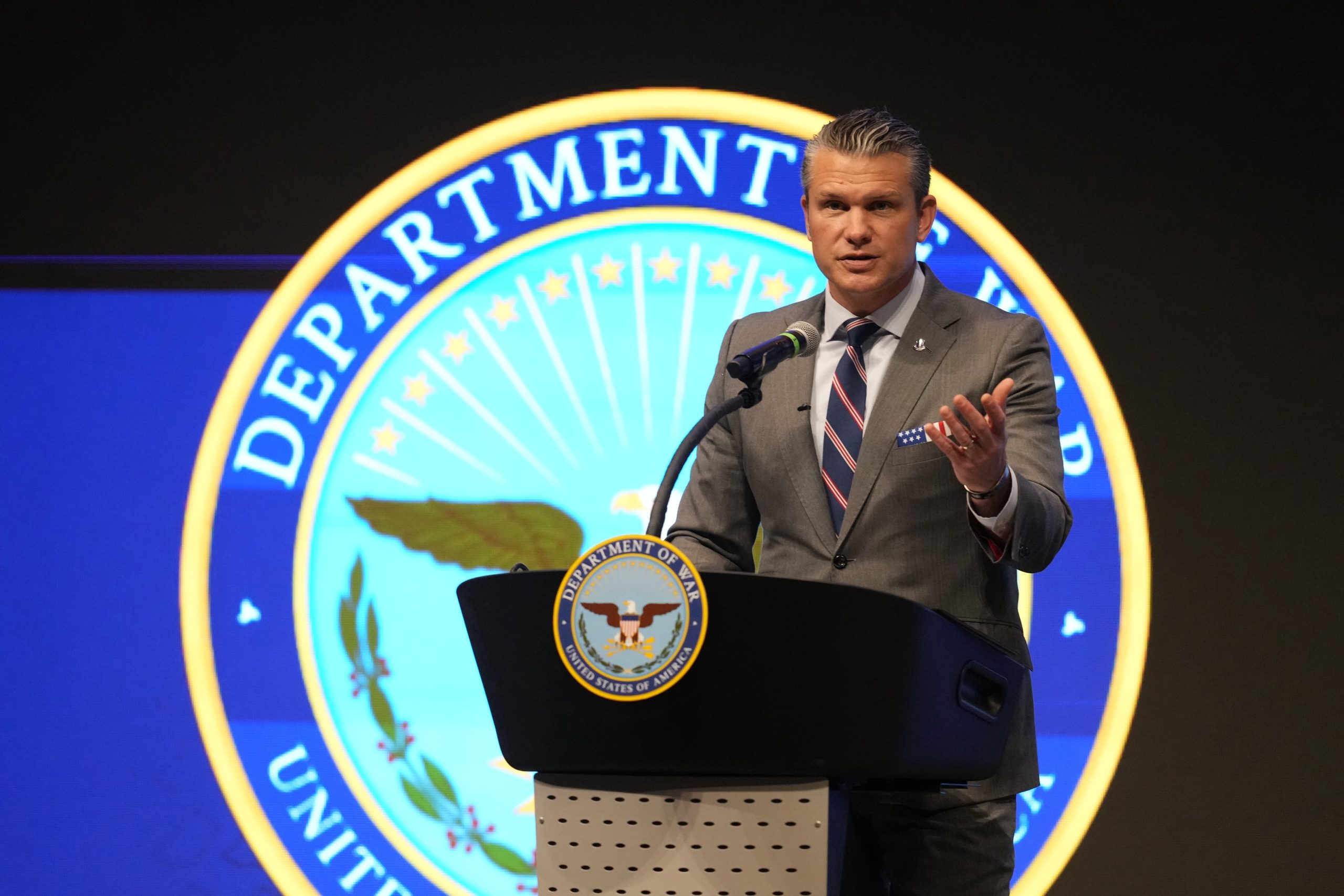 El secretario de Defensa de Estados Unidos, Pete Hegseth, en la Universidad Purdue Fort Wayne, el miércoles 12 de noviembre de 2025, en Fort Wayne, Indiana