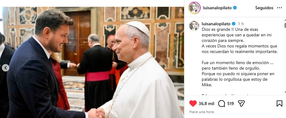 El tierno texto en dedicatoria de Luisana Lopilato por el concierto que ofició Michael Bublé