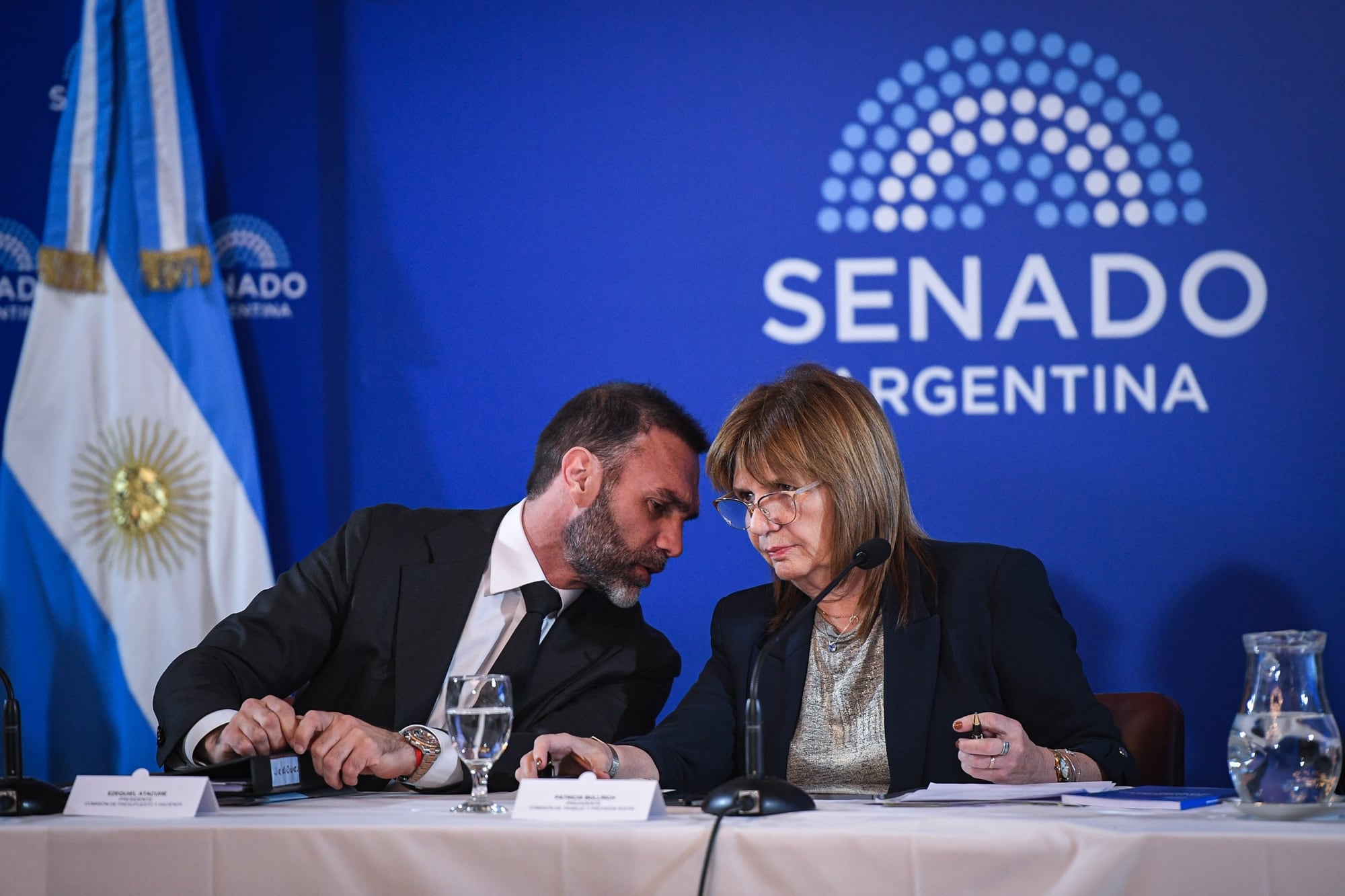 Reunion plenaria de las comisiones de Trabajo y Presupuesto y Hacienda del Senado de la Nacion, en el Salón Azul del Congreso de la Nacion, el 17 de diciembre de 2025, en Buenos Aires, Argentina.