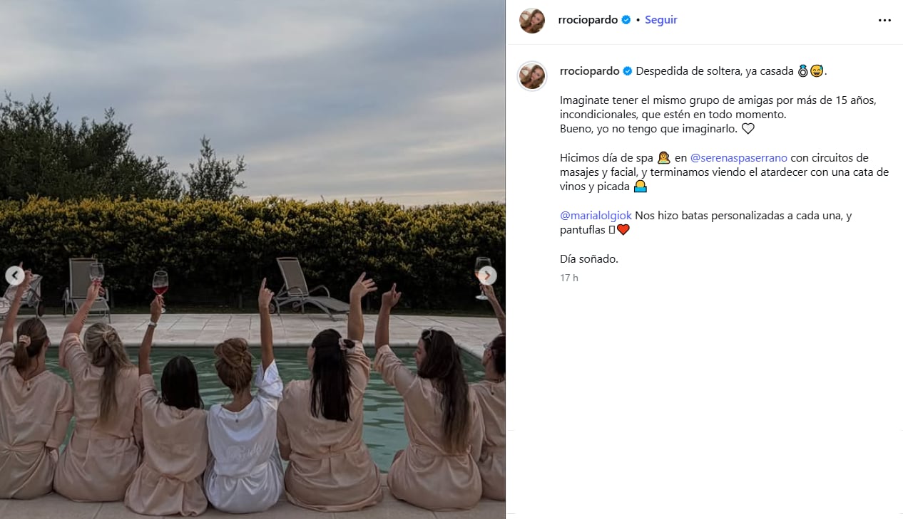 Rocío Pardo compartió el carrete de imágenes de lo que fue un día soñado (Foto: Instagram/@rrociopardo)